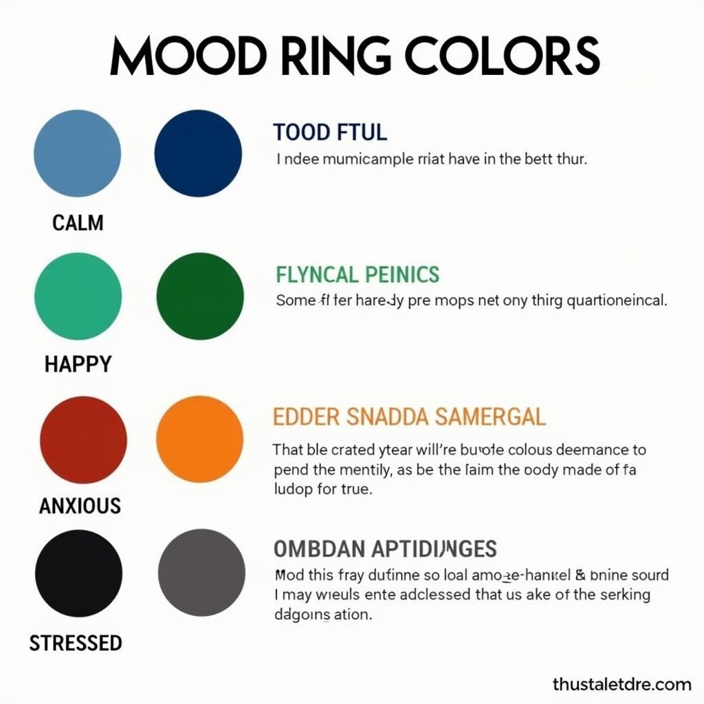 Mood Ring Color Chart showing different colors and their meanings