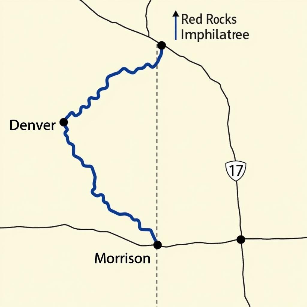 Map Showing Distance Between Morrison, CO and Denver