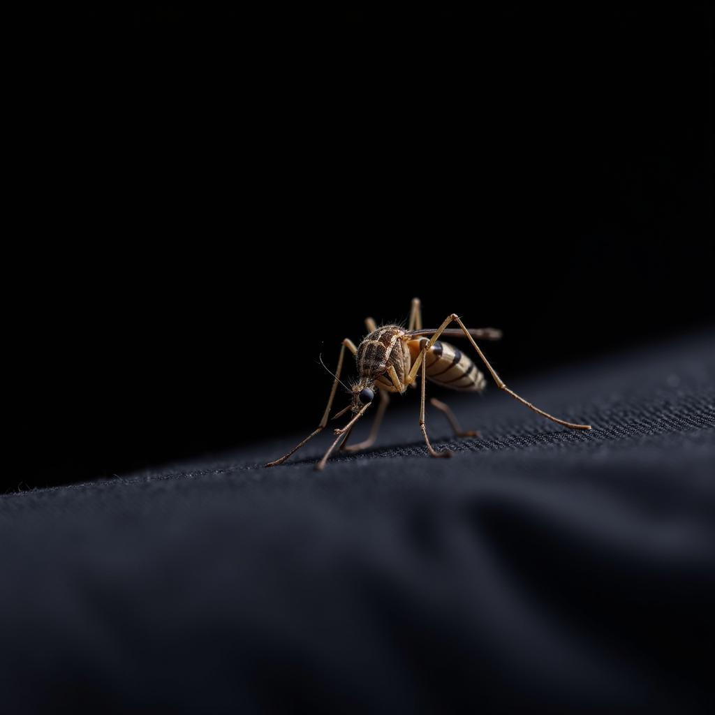 Mosquito landing on dark clothing