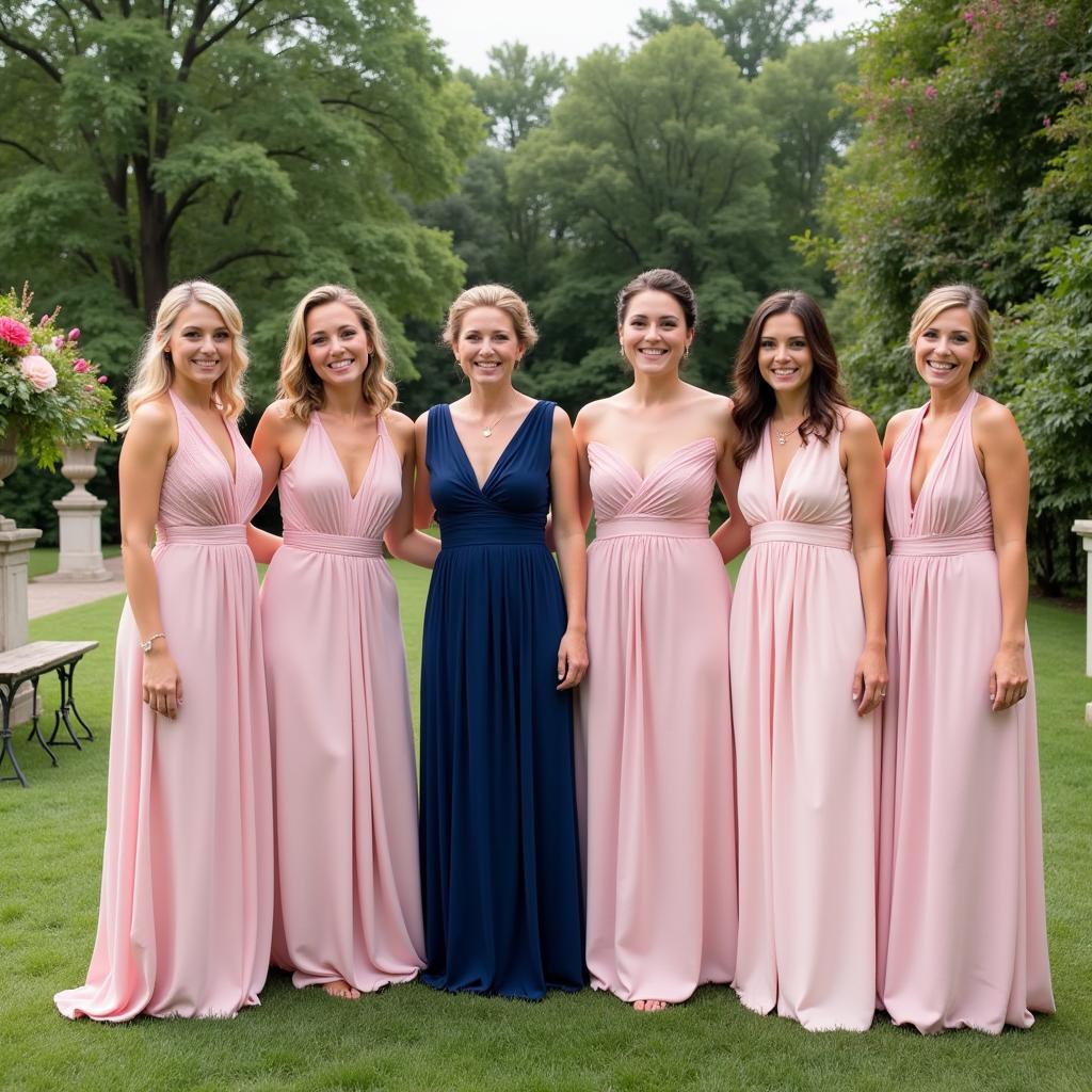 Mother of the Bride with Bridesmaids in Different Colors