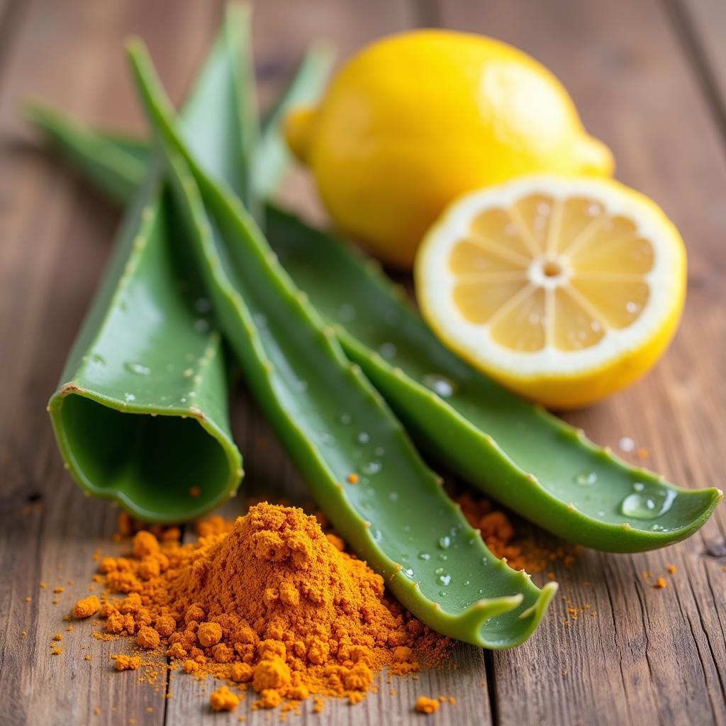 Natural Remedies for Even Skin Tone featuring Aloe Vera, Lemon, and Turmeric