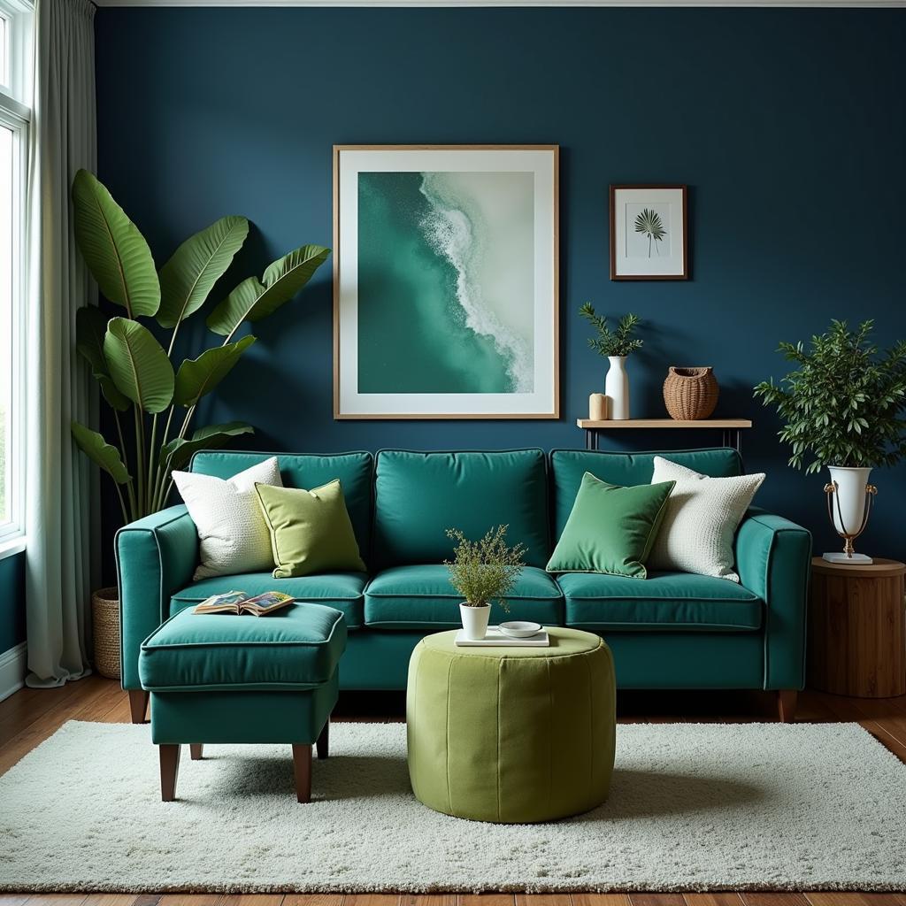 Navy Blue and Kelly Green Interior Design