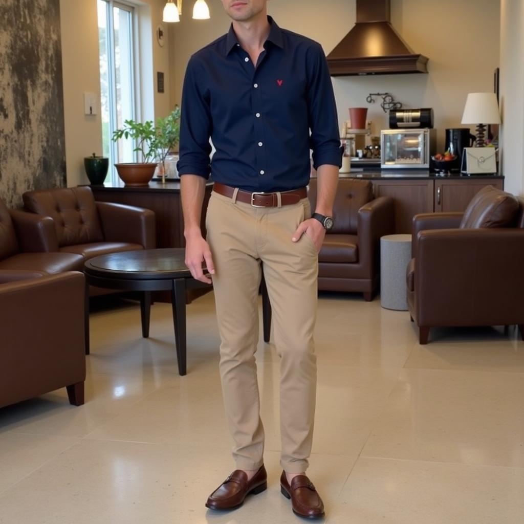 Navy Blue Shirt with Khaki Pants: A Smart Casual Outfit