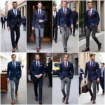 Men in navy sport coat and gray pants - various styles and occasions