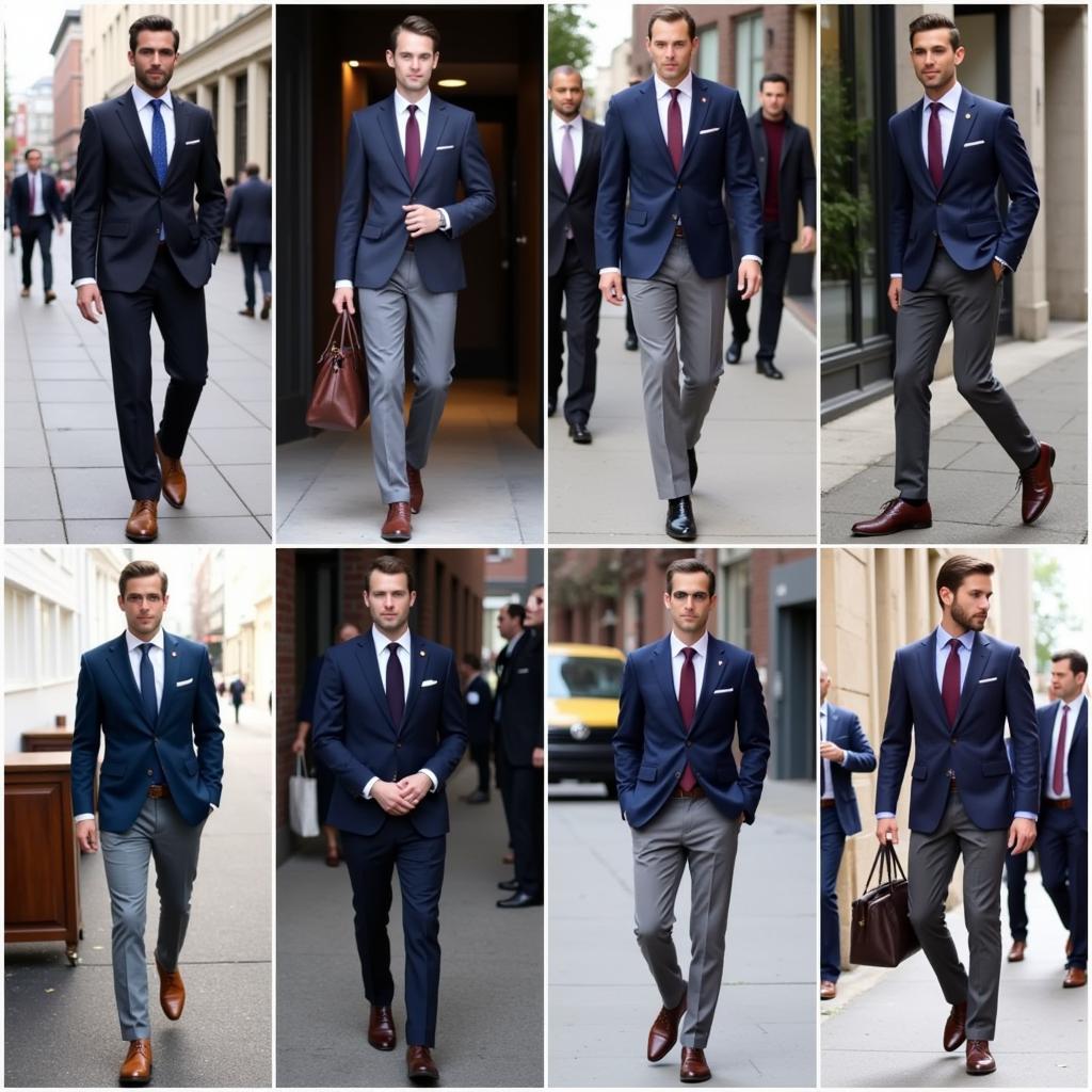 Men in navy sport coat and gray pants - various styles and occasions