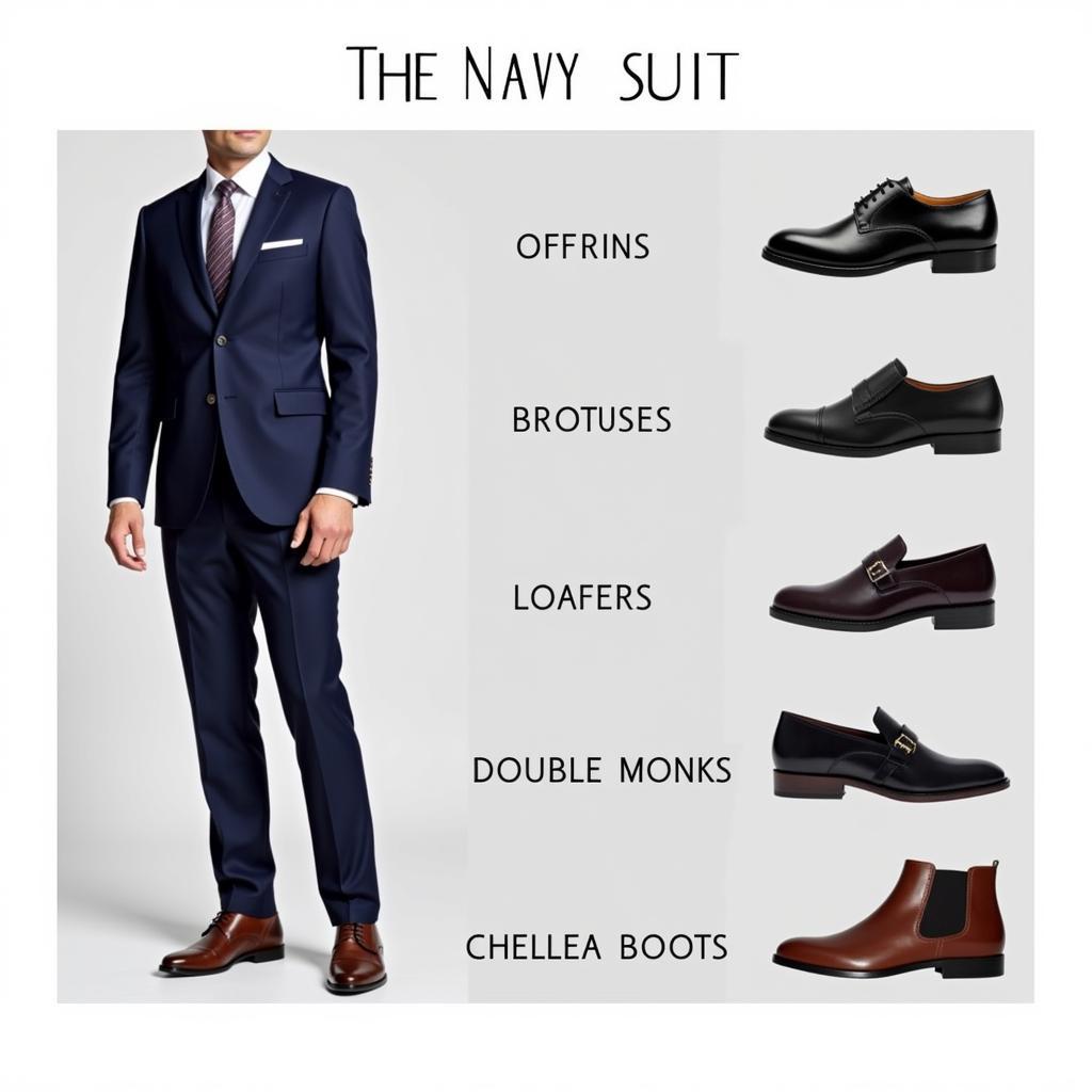 Navy Suit Different Shoe Styles