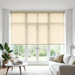 Neutral-toned blinds against white walls, showcasing a minimalist and airy design.