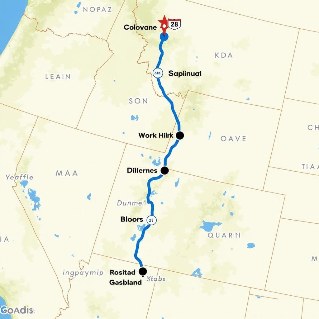 Driving Map from New York to Colorado