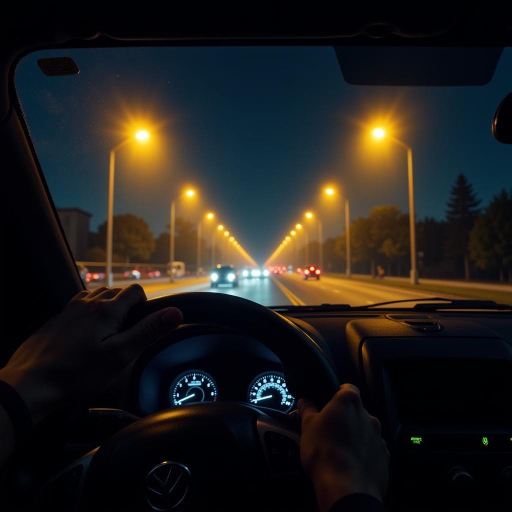 Night driving glare and contrast: How different lens colors affect visibility