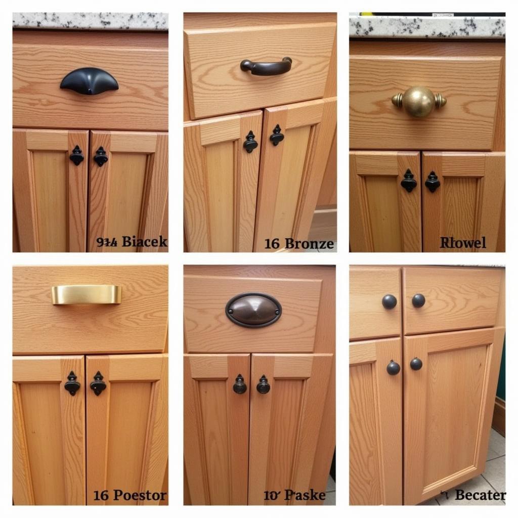 Oak Cabinets with Various Hardware Finishes