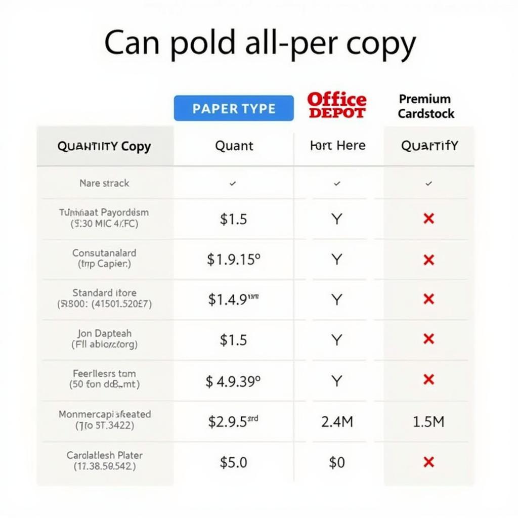 Office Depot Color Copy Pricing Chart