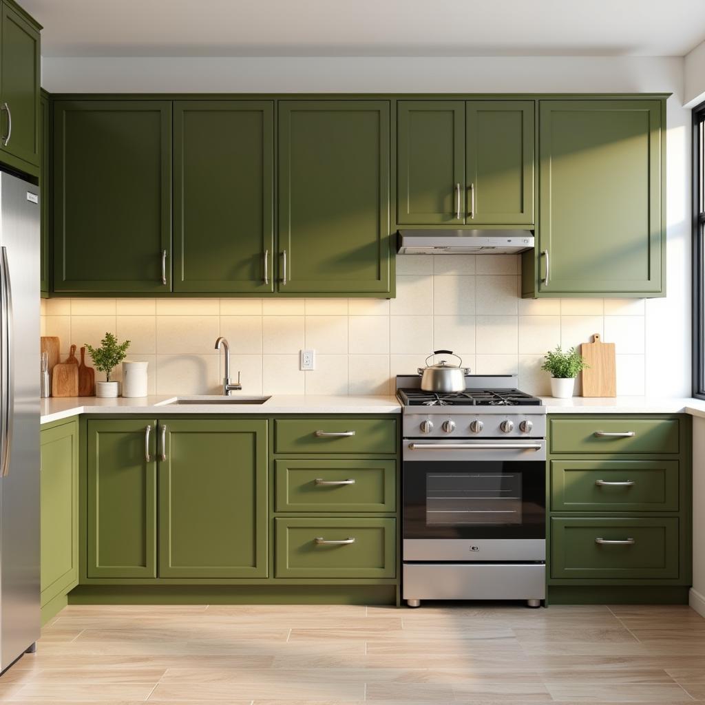 Modern Olive Green Kitchen Design