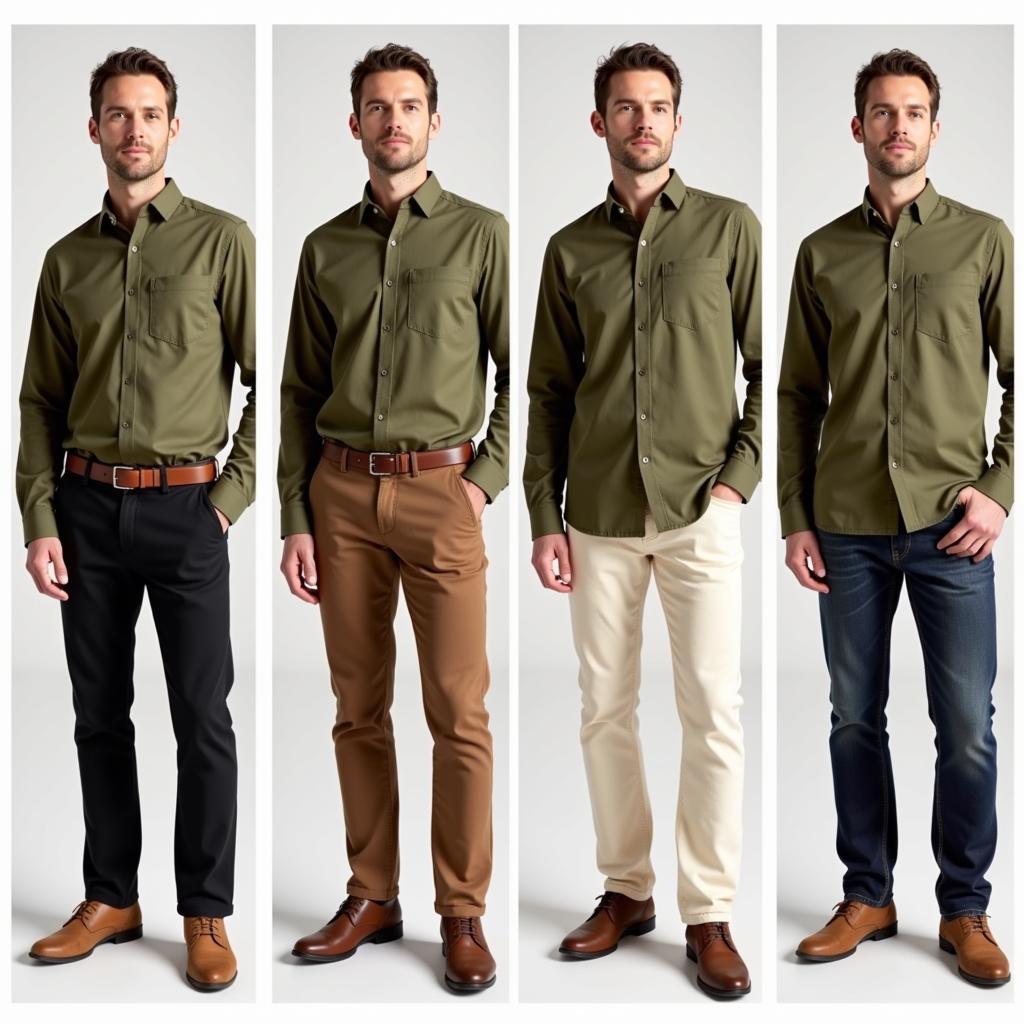 Styling an Olive Green Shirt with Different Pants