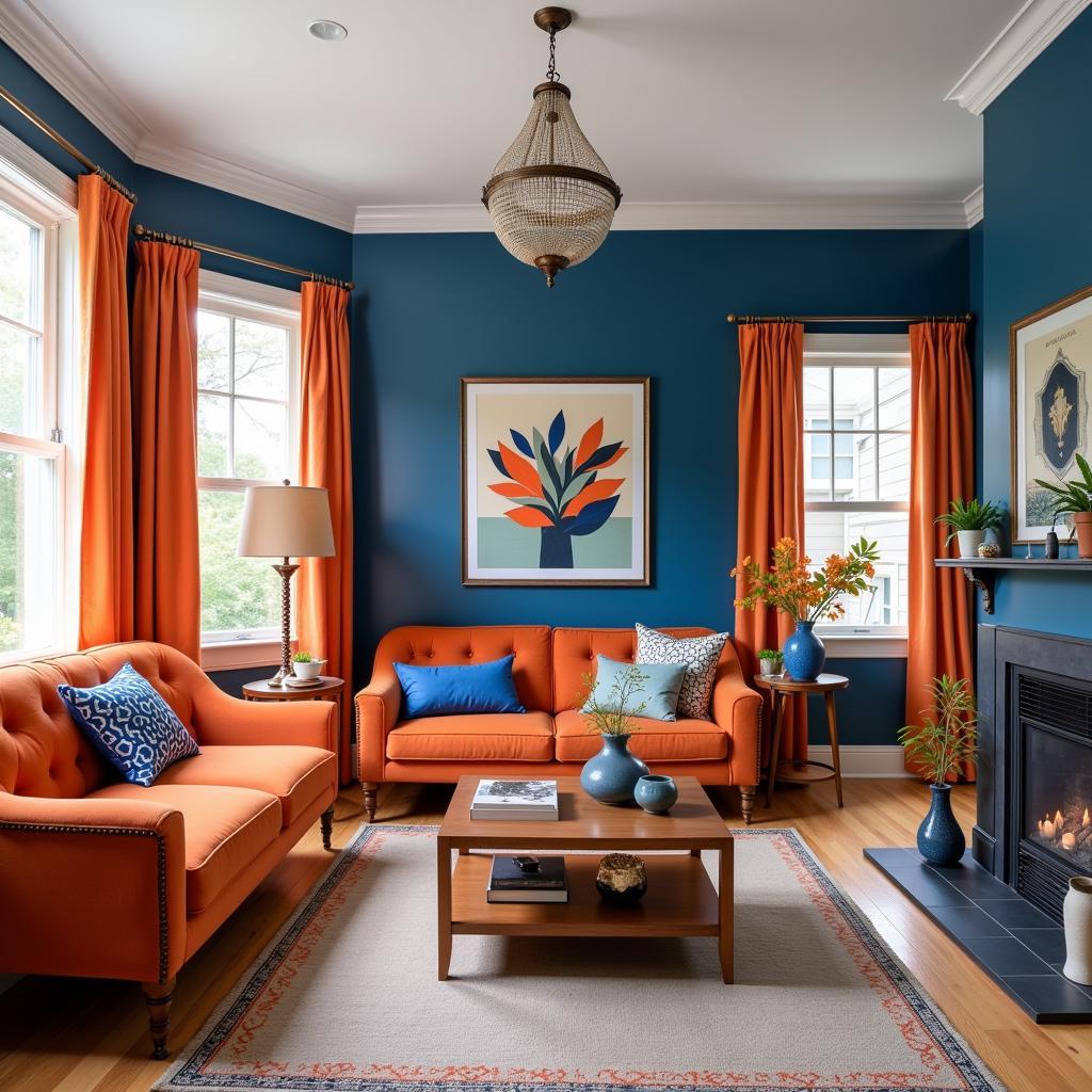 Orange and Blue Interior Design Example