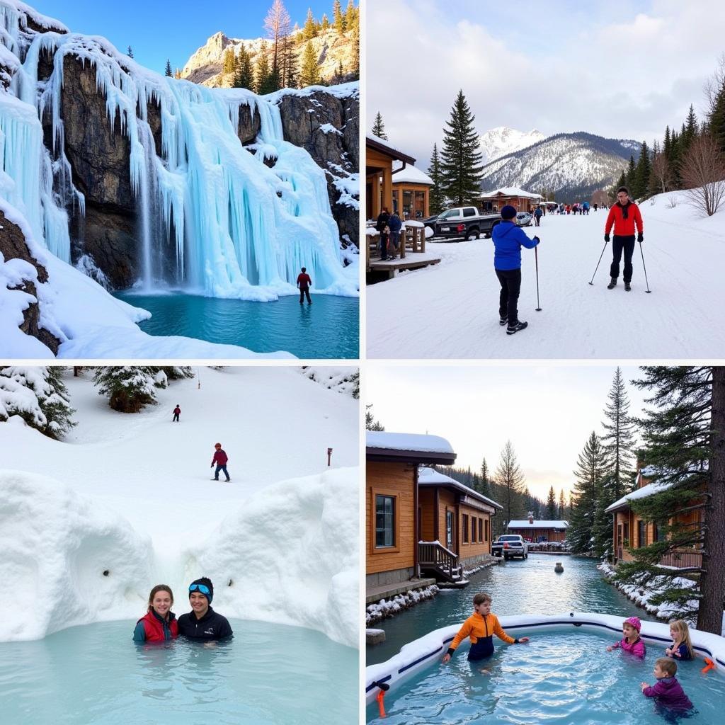 People enjoying winter activities in Ouray Colorado