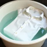 Soaking clothes in oxygen bleach solution