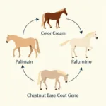 Illustration showing the genetic makeup resulting in the palomino coat color