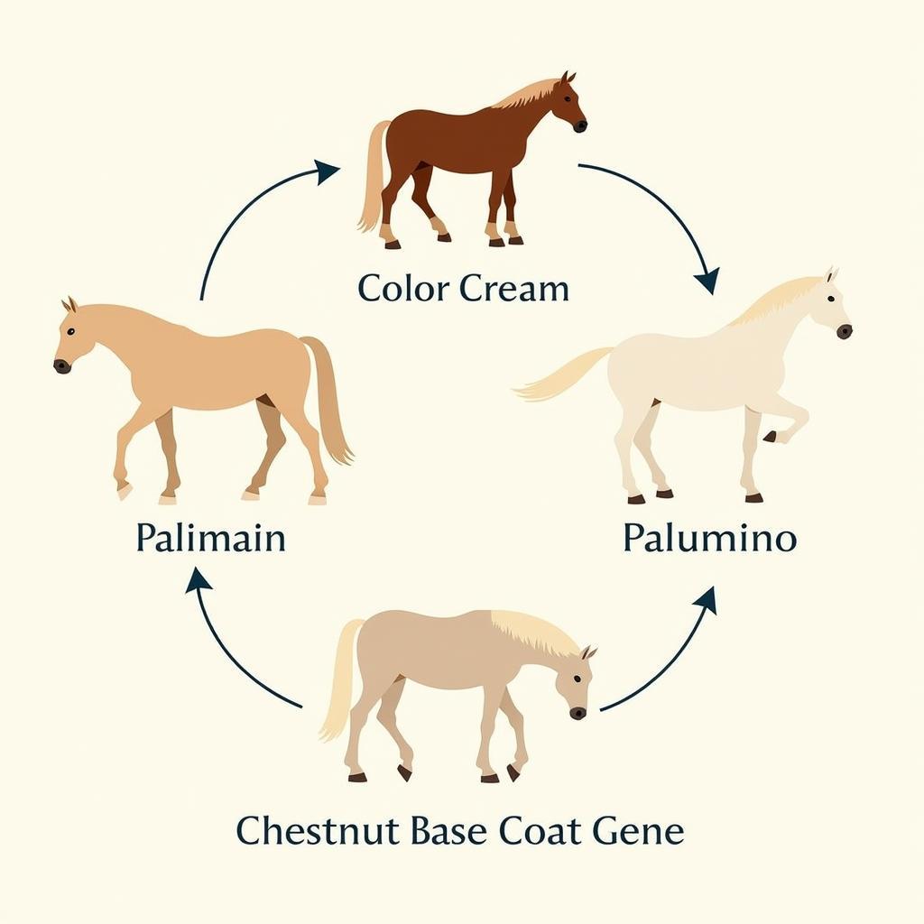 Illustration showing the genetic makeup resulting in the palomino coat color