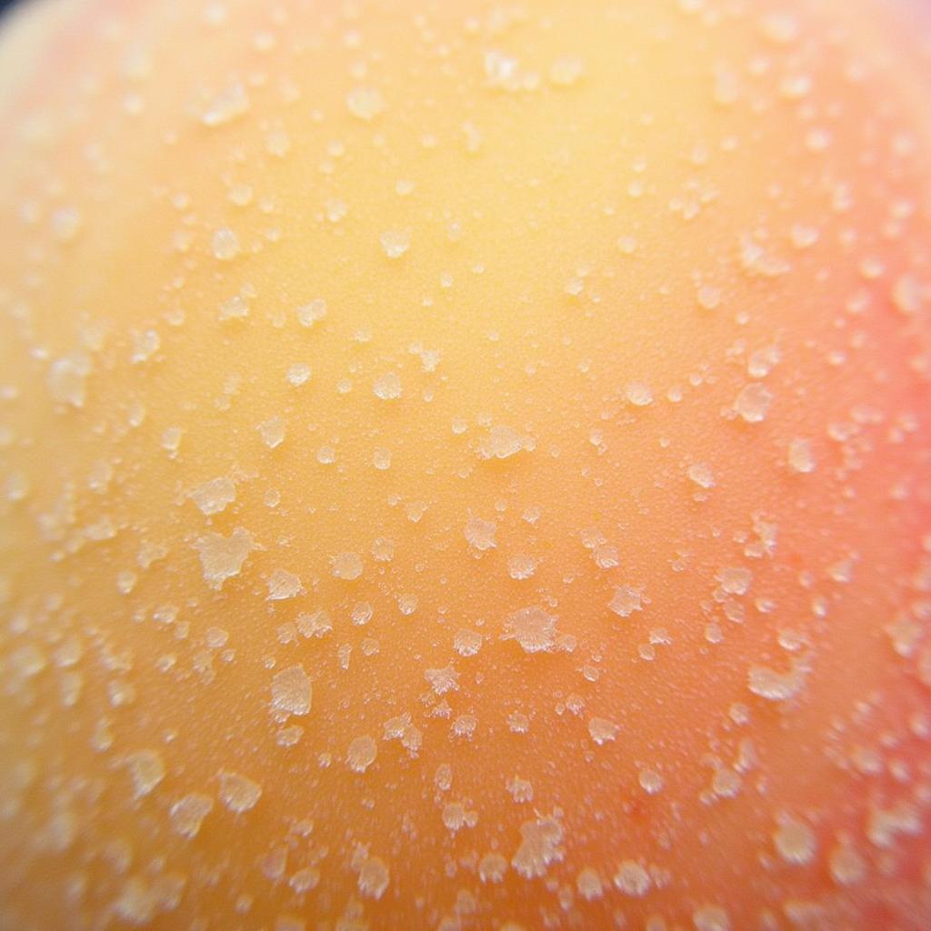 Close-up of peach fuzz, showcasing its delicate texture and subtle color variations.