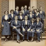 Penn State Students 1890 in Blue and White Clothing