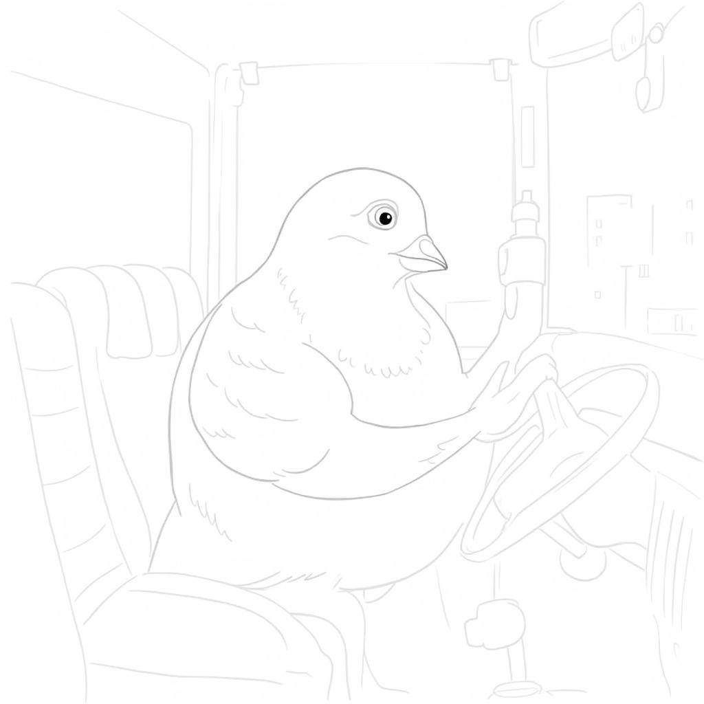 Pigeon Driving the Bus Coloring Page