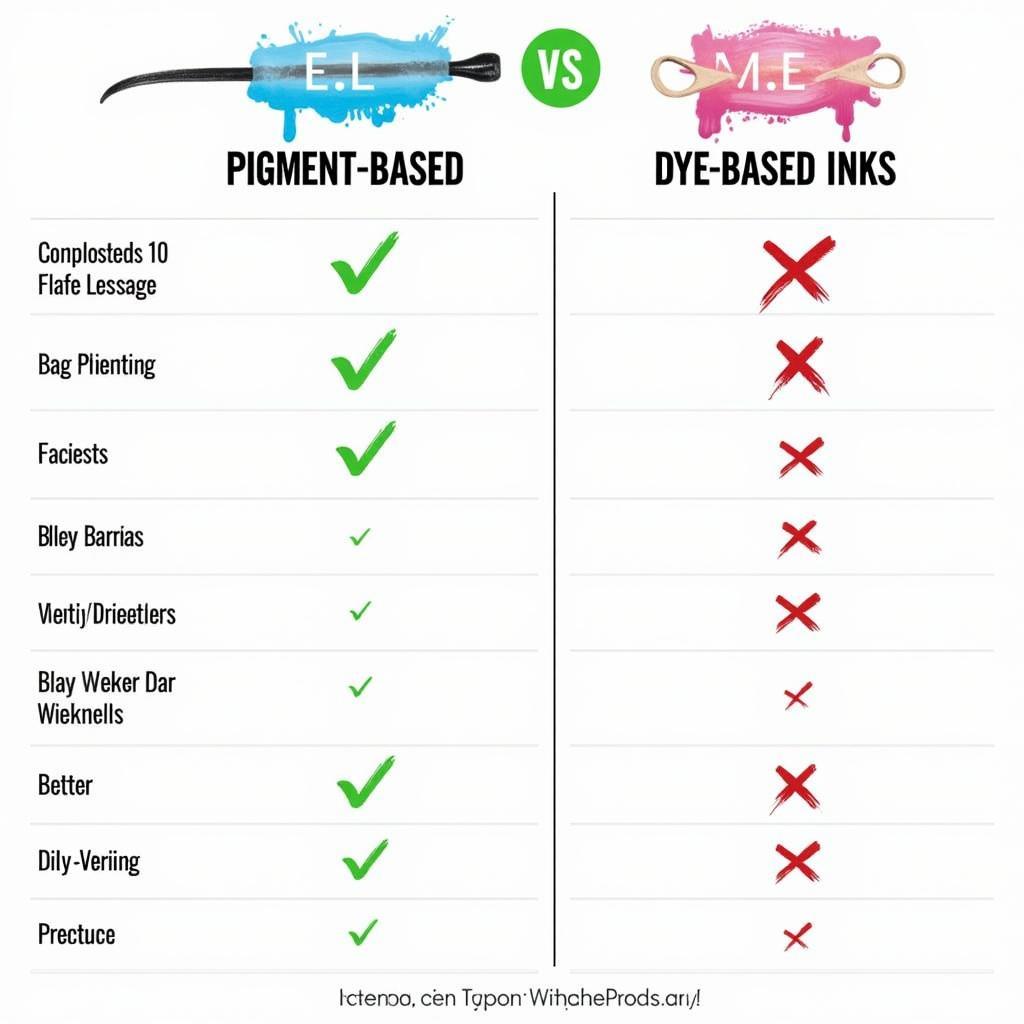 Pigment vs. Dye-Based Ink Comparison Chart