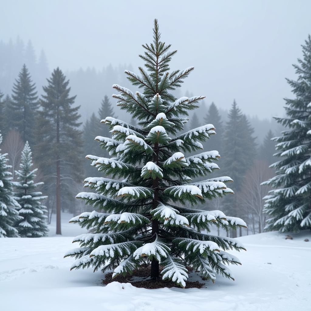 Pine Tree in Winter Snow - Adaptation