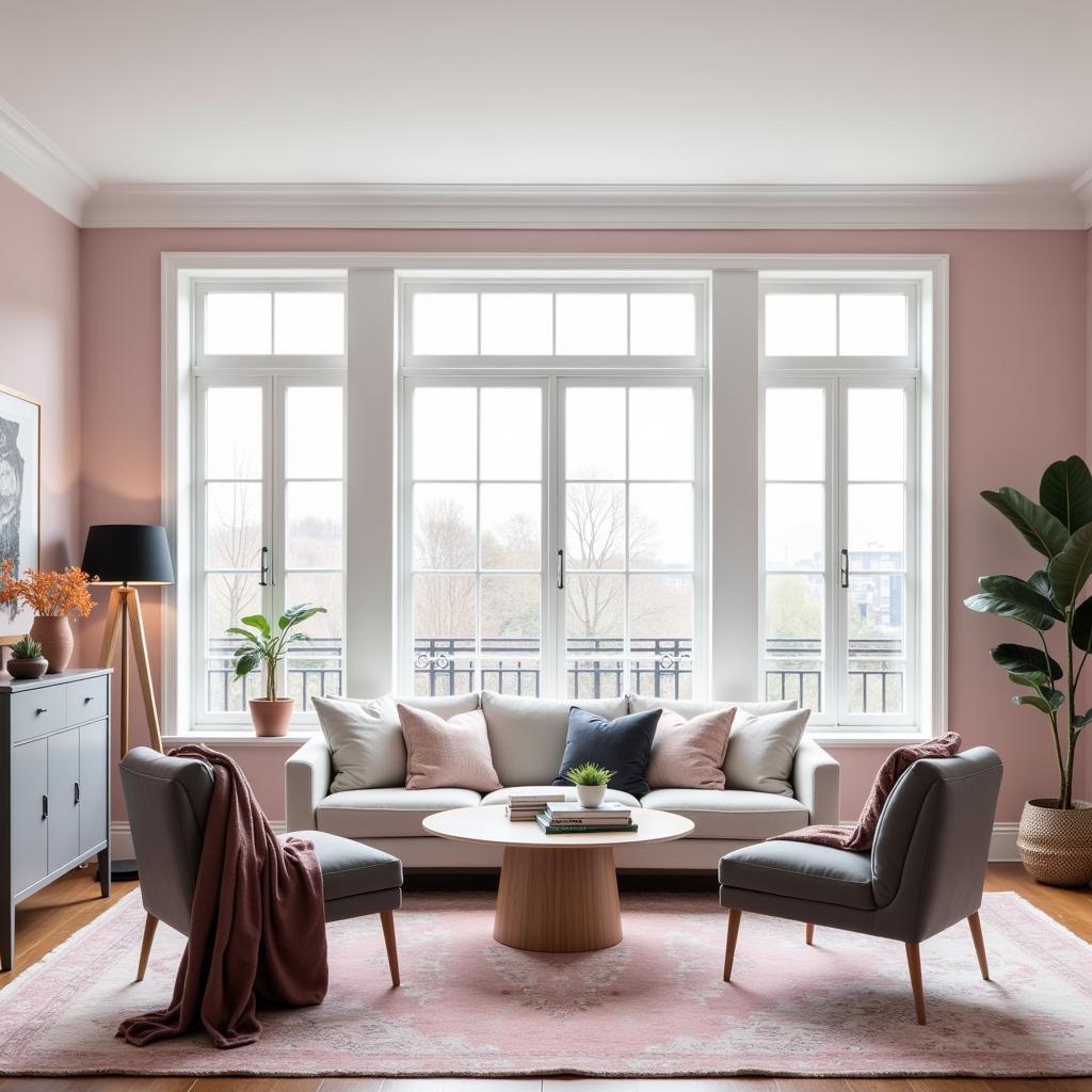 Pink and Gray Living Room