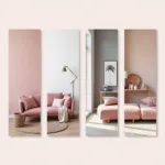 Pink paired with white, gray, and beige in interior design.