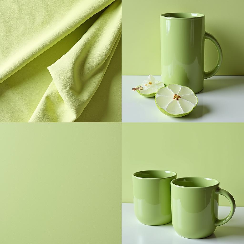 Pistachio Color Variations on Different Surfaces and Lighting Conditions