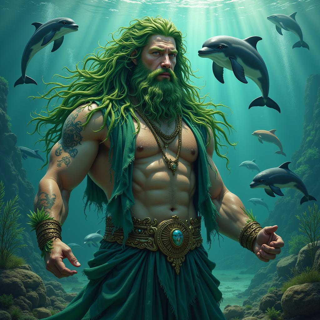 Poseidon with Green Hair and Beard