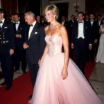 Princess Diana wearing a pale pink gown