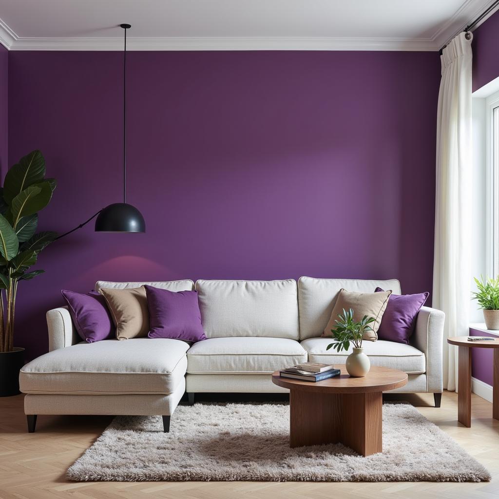 Purple Accent Wall in a Modern Living Room