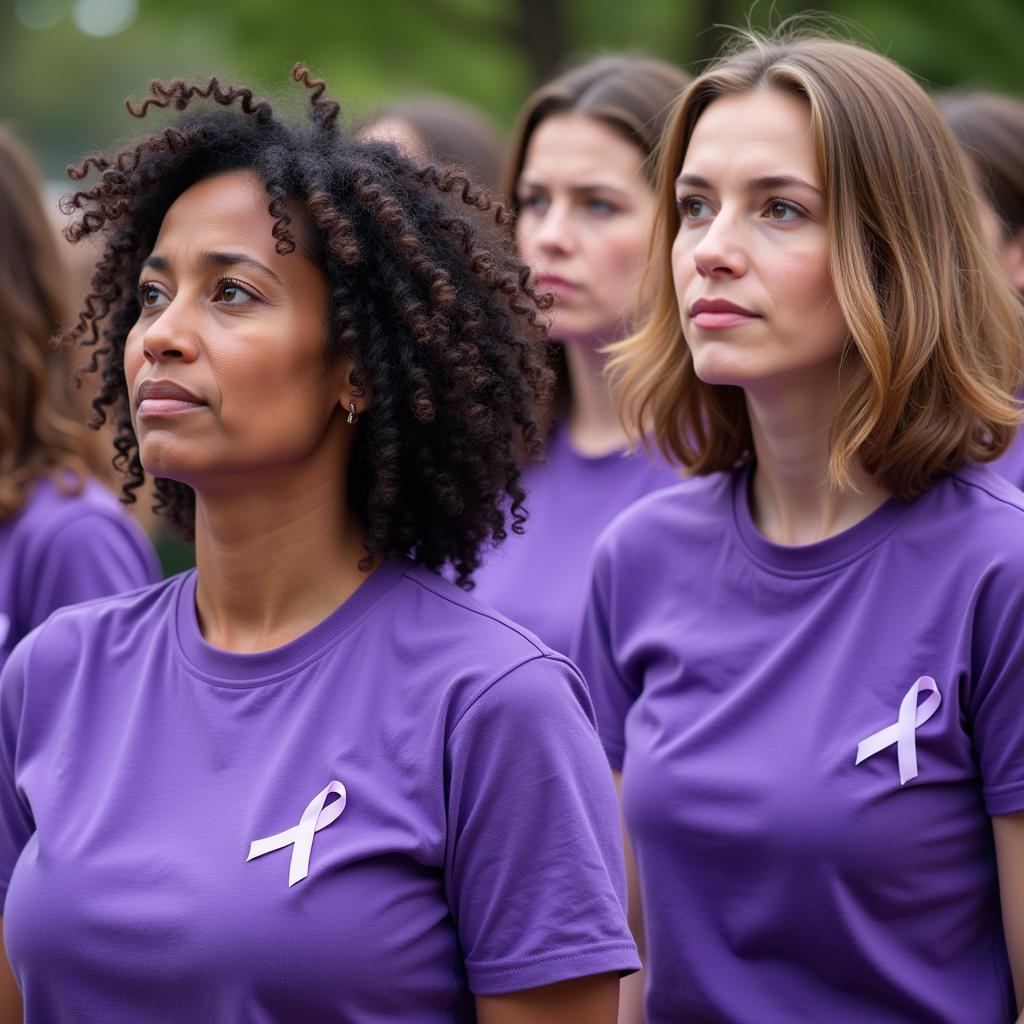 Purple Alzheimer's Ribbon Worn by Supporters