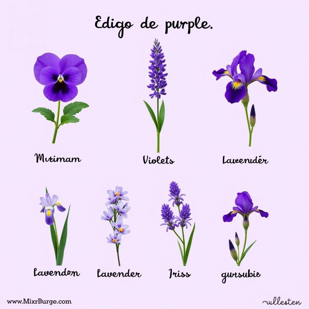 Various Purple Flowers in Spanish