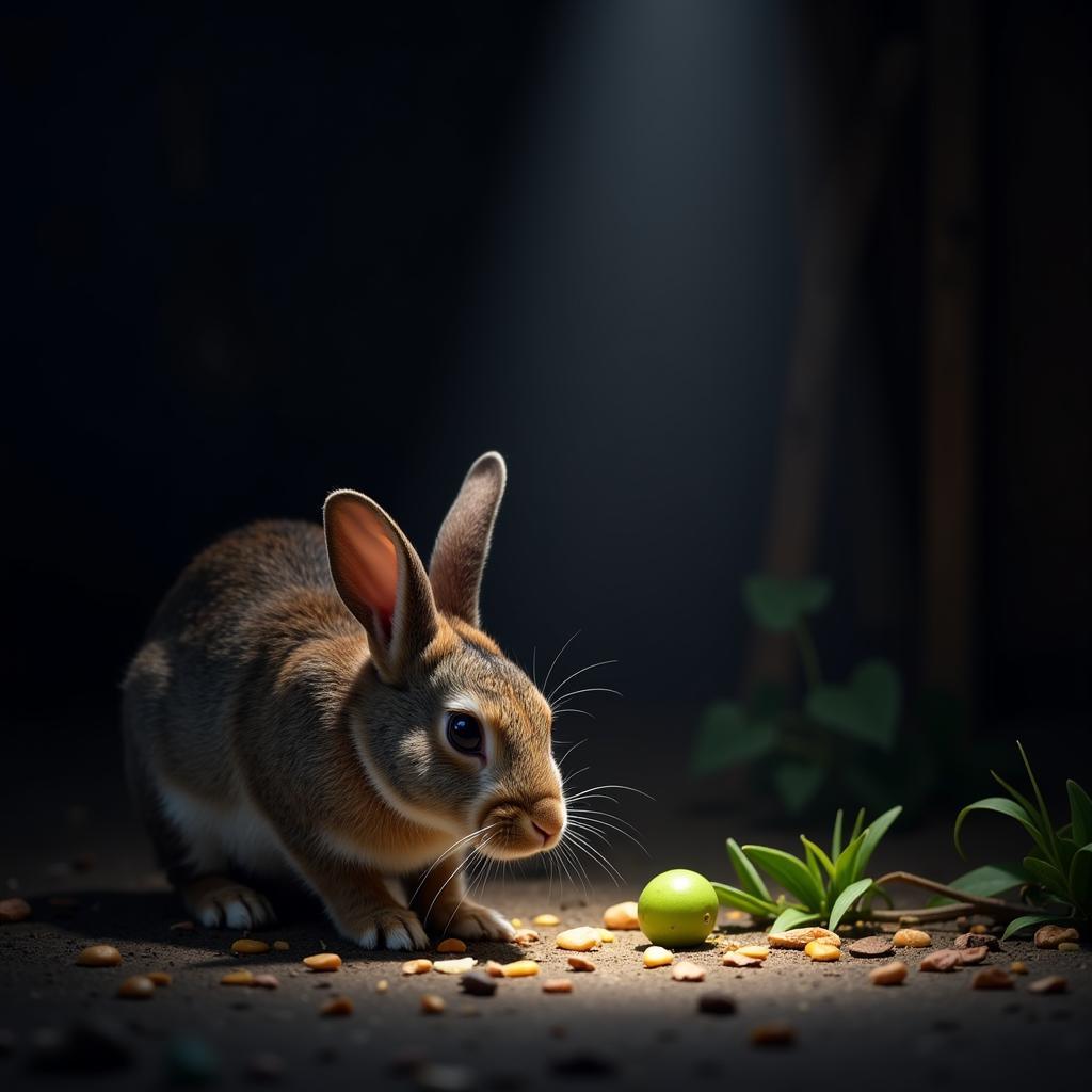 Rabbit Foraging in Low Light