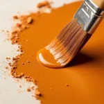 Raw sienna paint applied on canvas, showcasing its unique yellow-brown hue.