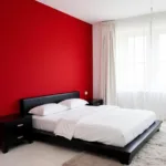 Red, Black, and White Modern Bedroom