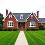 Red Brick House with Charcoal Gray Roof