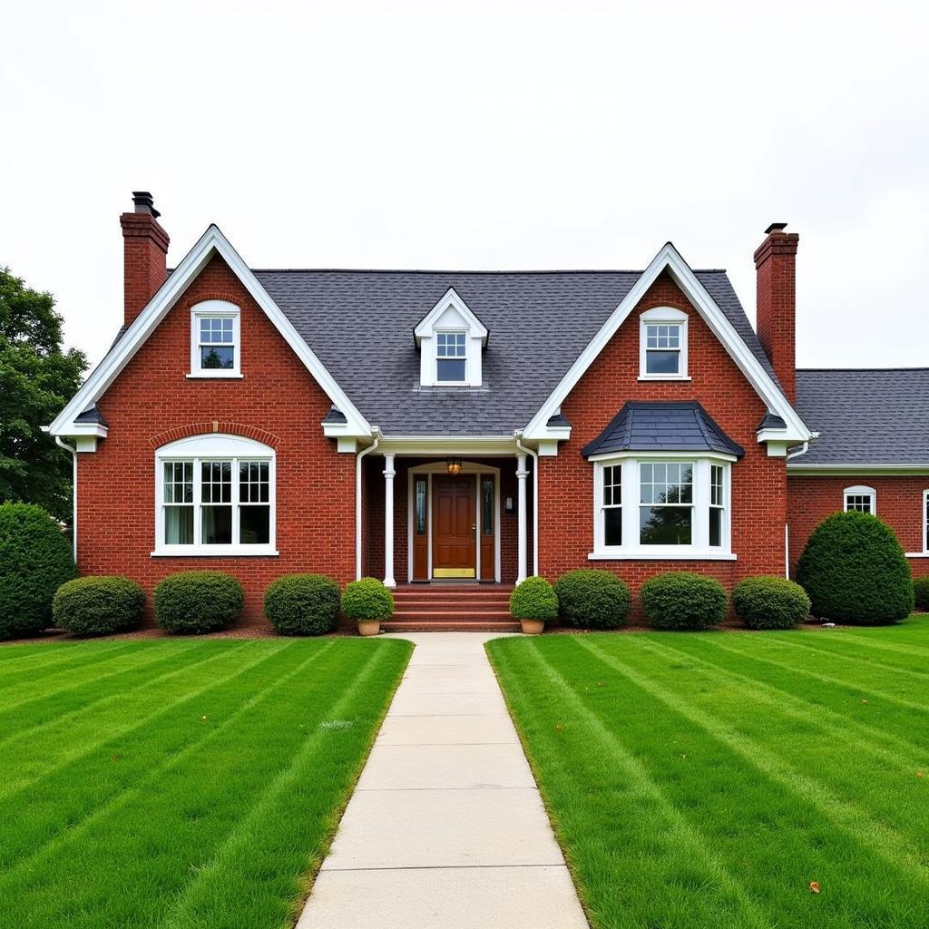 Red Brick House with Charcoal Gray Roof