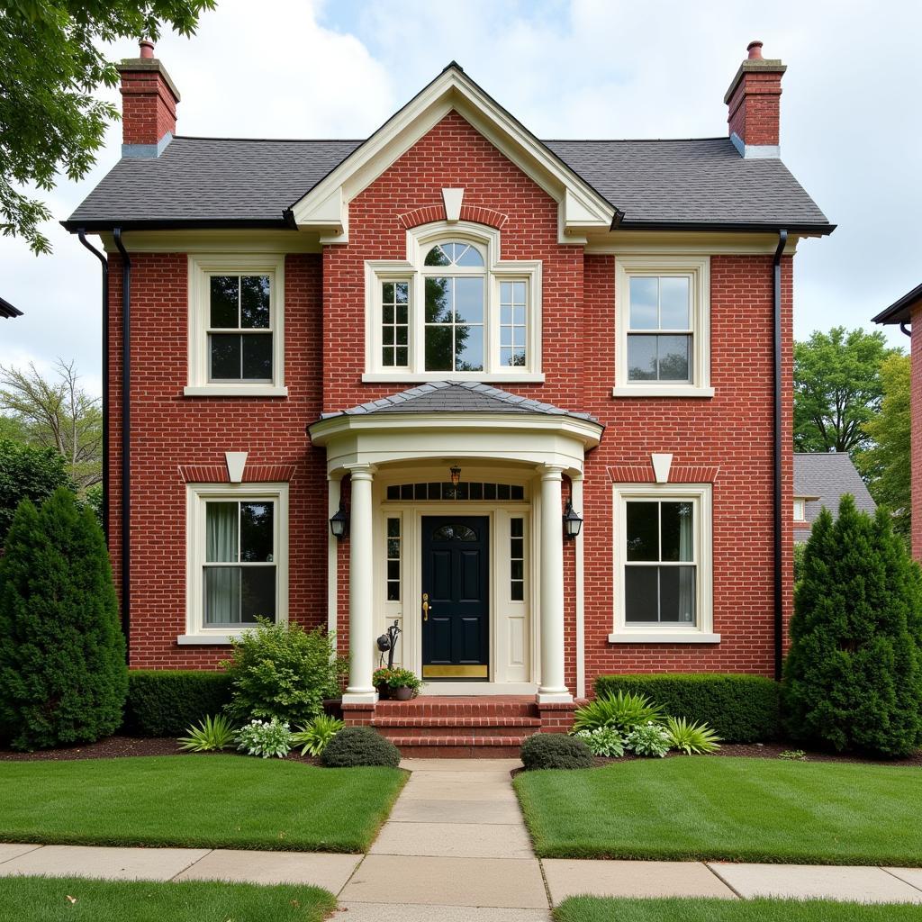 Red Brick House with Cream Trim