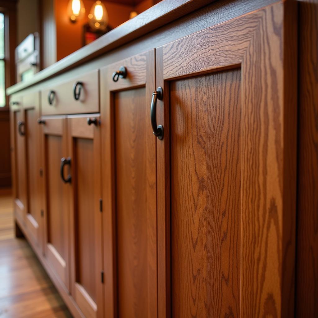 Red Oak Cabinets with Copper Hardware