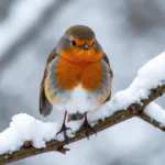 Robin in Winter Snow