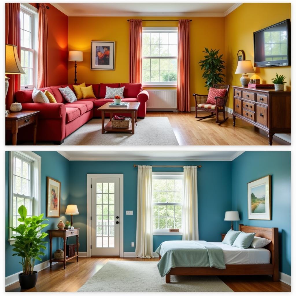 Room Design Examples Using Warm and Cool Colors