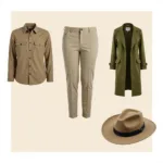 Neutral Colored Safari Clothing: Examples of khaki, beige, and olive green clothing suitable for safari.