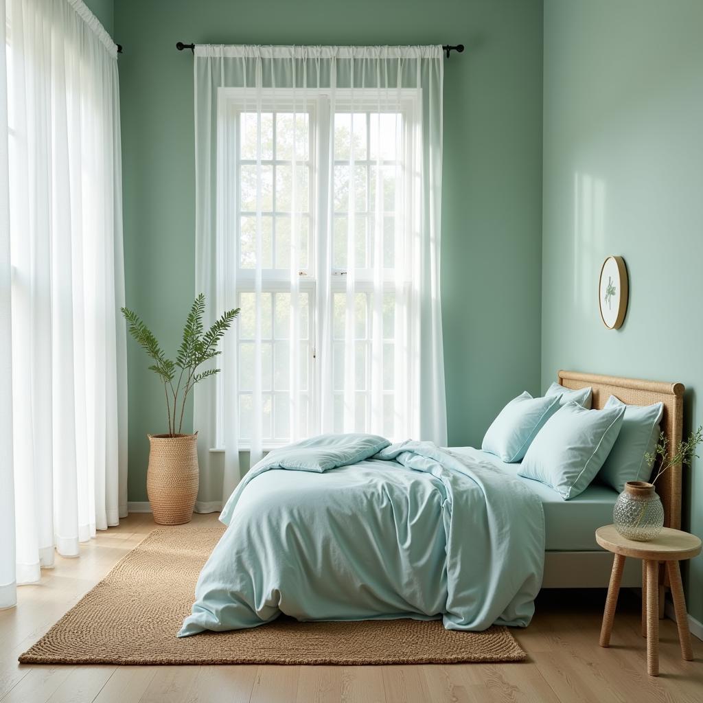 Seafoam Green and Blue Bedroom Design