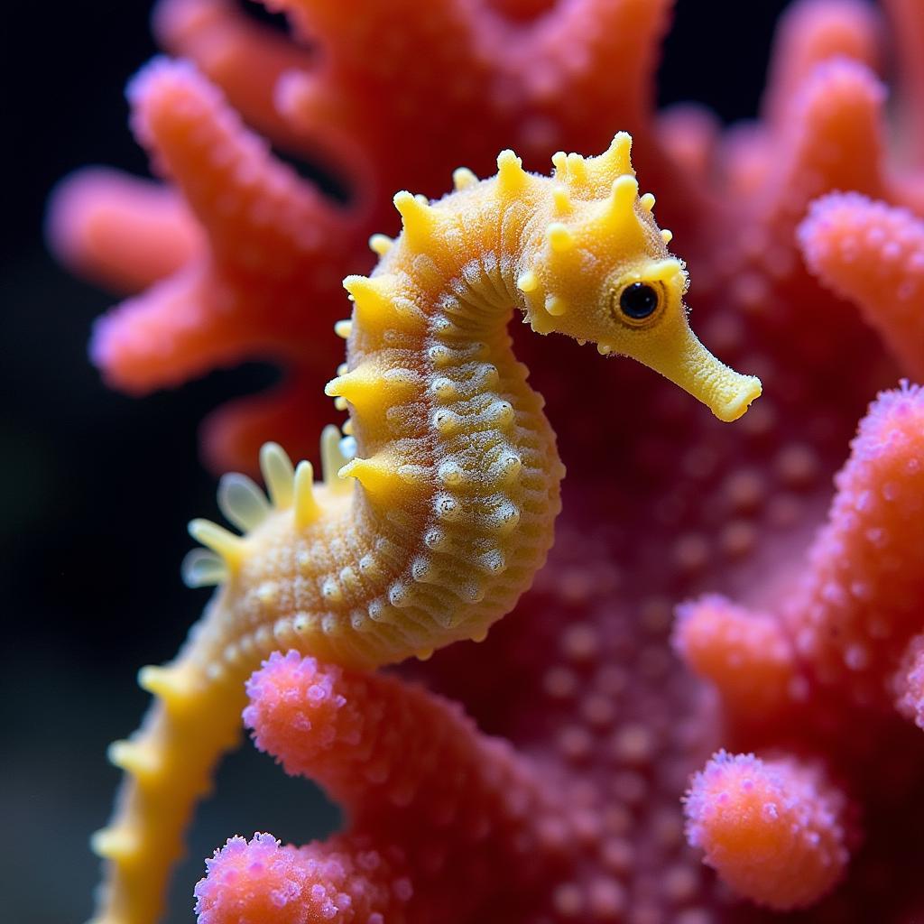 Seahorse Camouflage in Coral Reef