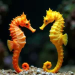 Seahorse Courtship Display with Vibrant Colors