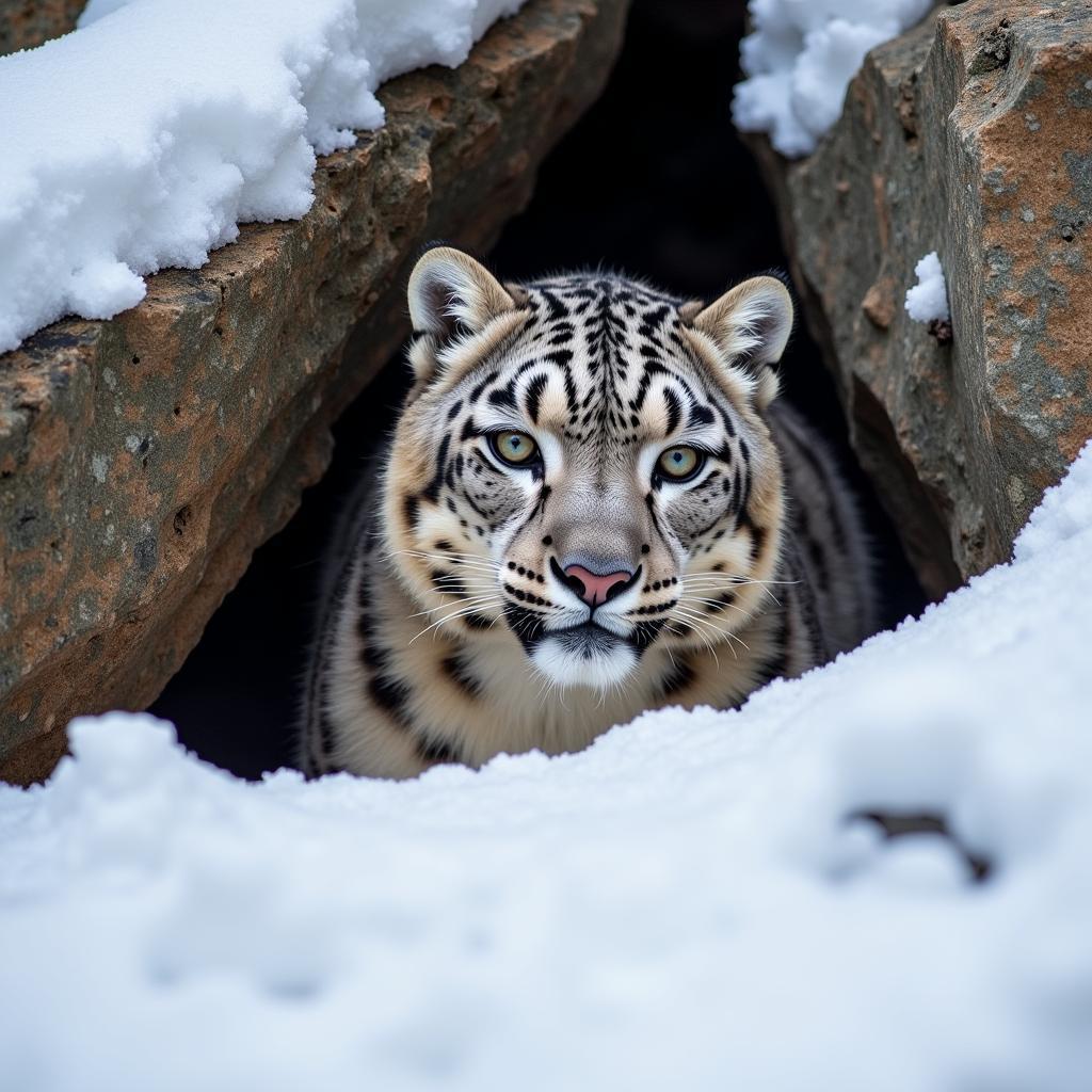 Snow Leopard Hunting in Mountainous Terrain