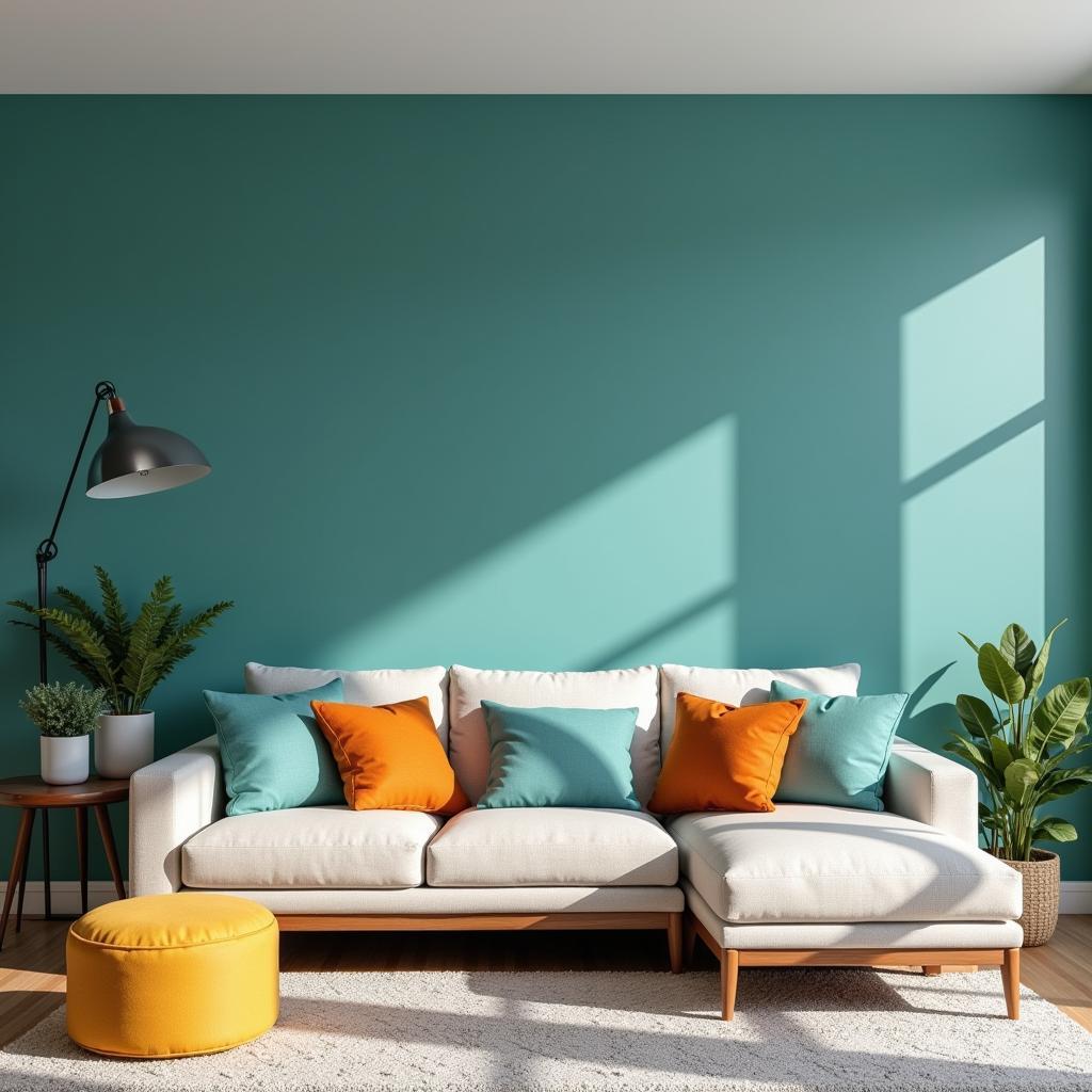 Solid Color Wall in Living Room